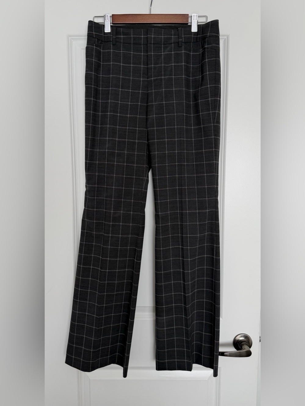 Club Monaco Women’s Black WoolWindowpane Dress Pants with Gray / White Grid Size - Picture 5 of 7